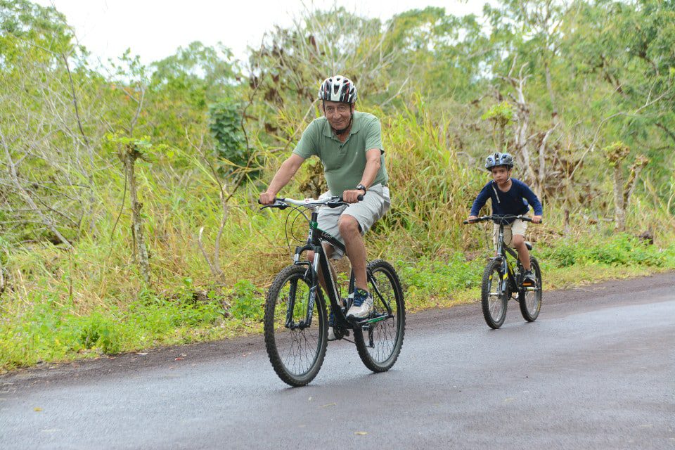 Biking At Santa Cruz Island In Galapagos. 