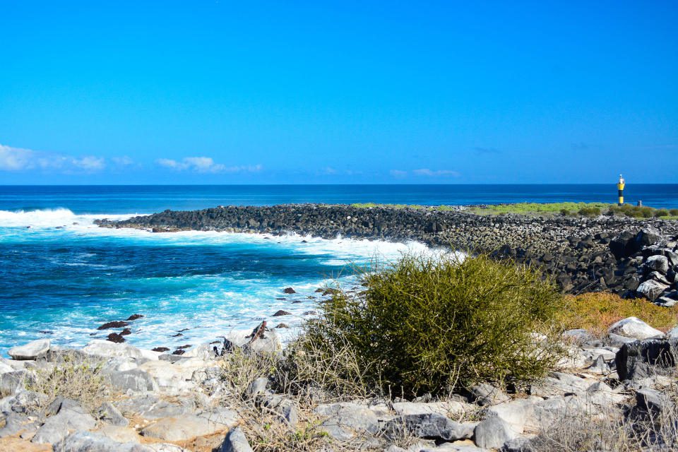 Galapagos Islands Blue Sky Landscape. 