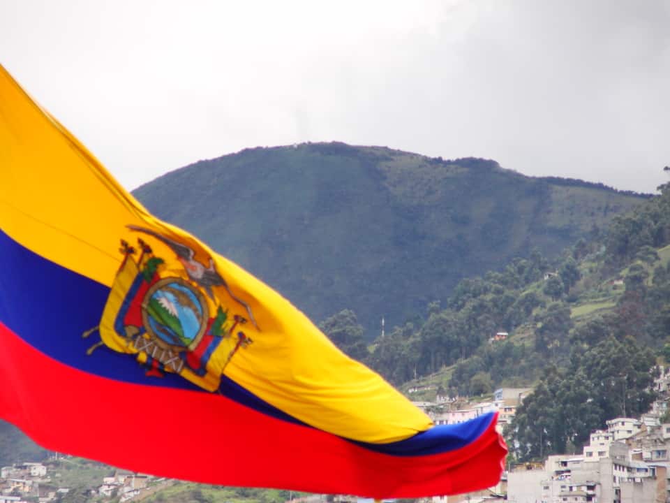 Bandera Ecuatoriana Y Pichincha En La Espalda. 