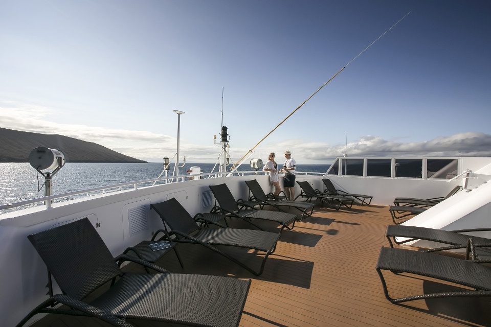 Communal Sun Deck Balcony In The Galapagos Cruise. 
