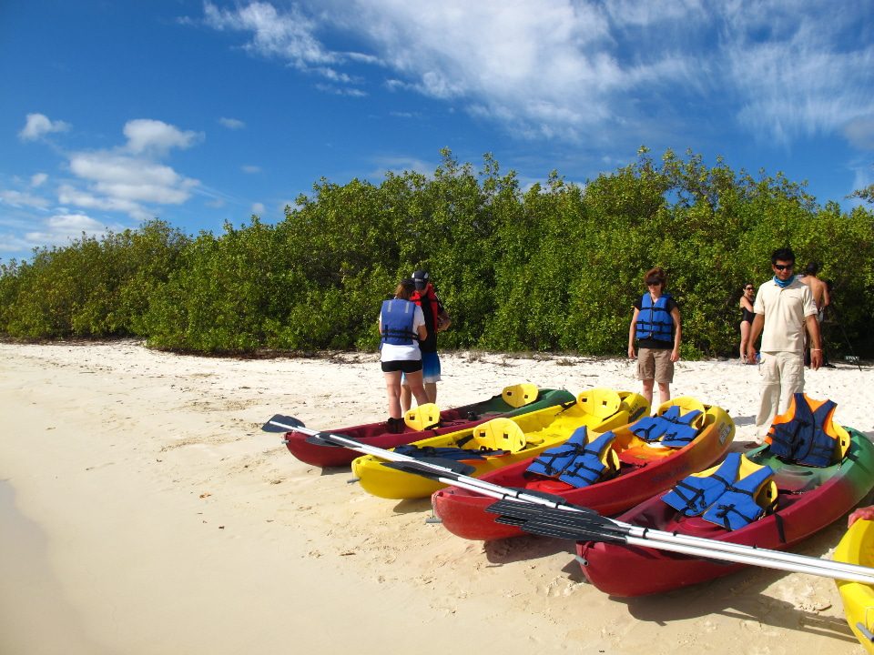 Guests Getting Ready For Kayaking In Galapagos.