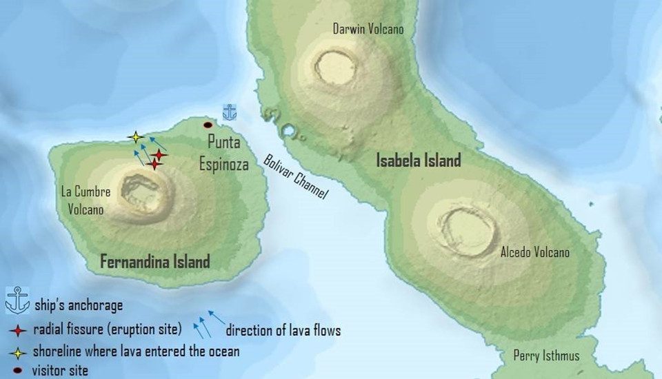 Fernandina Island Volcanic Eruption In Galapagos.