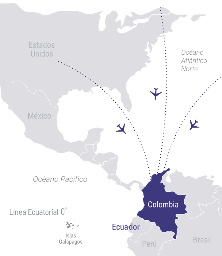 Mapa De Vuelos A Colombia