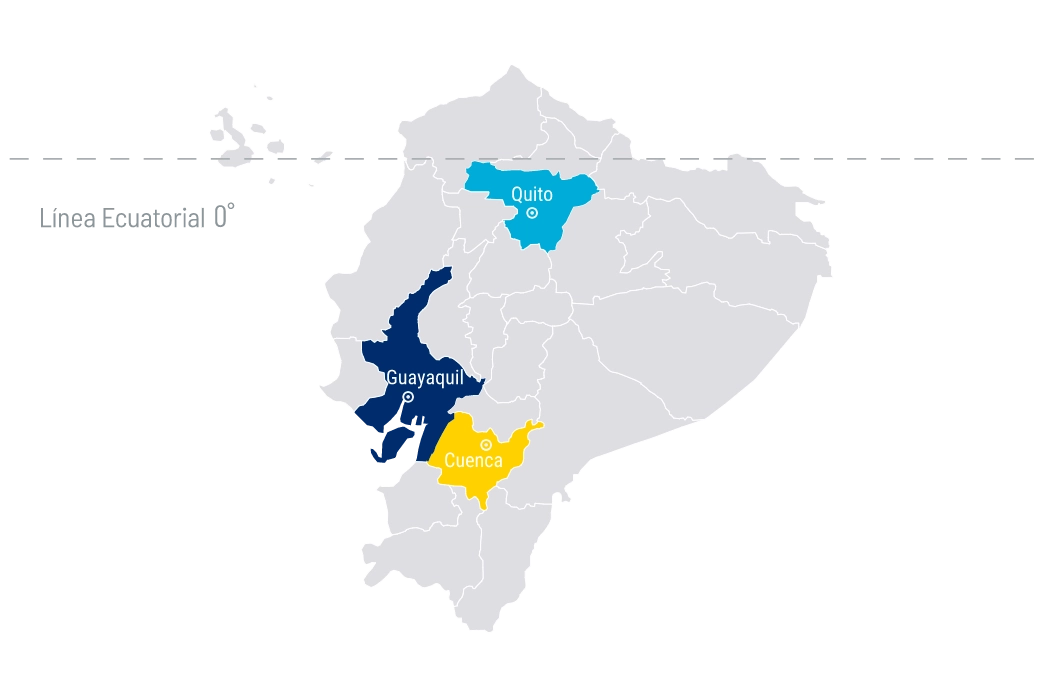 Mapa de ciudades populares de Ecuador