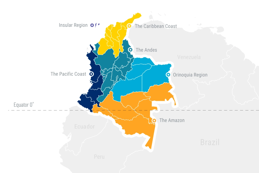 Map Colombia Regions En