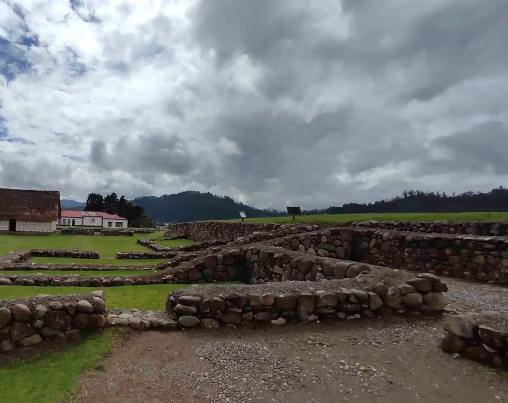 Terraced stone ruins at the Pumapungo archaeological site in Cuenca
