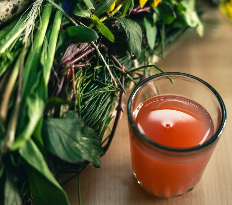 Glass of Agua de la Vida herbal drink served in the San Roque neighborhood of Quito Glass of Agua de la Vida herbal drink served in the San Roque neighborhood of Quito