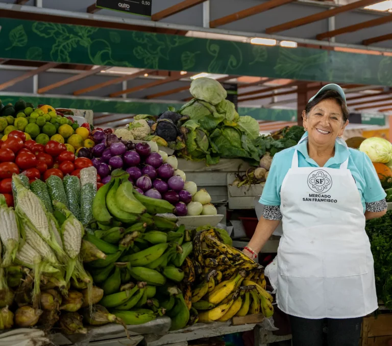 Fresh produce and juice stalls at San Francisco Market, a stop on this Quito Old Town Food Tour Fresh produce and juice stalls at San Francisco Market, a stop on this Quito Old Town Food Tour