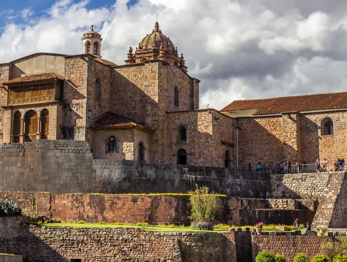 Coricancha and Santo Domingo convent in Cusco Peru, Inca stone walls and colonial church
