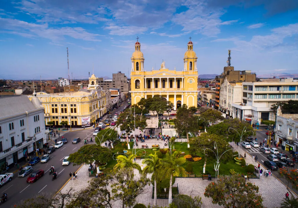 Chiclayo’s Main Square With Santa María Cathedral In The Background.