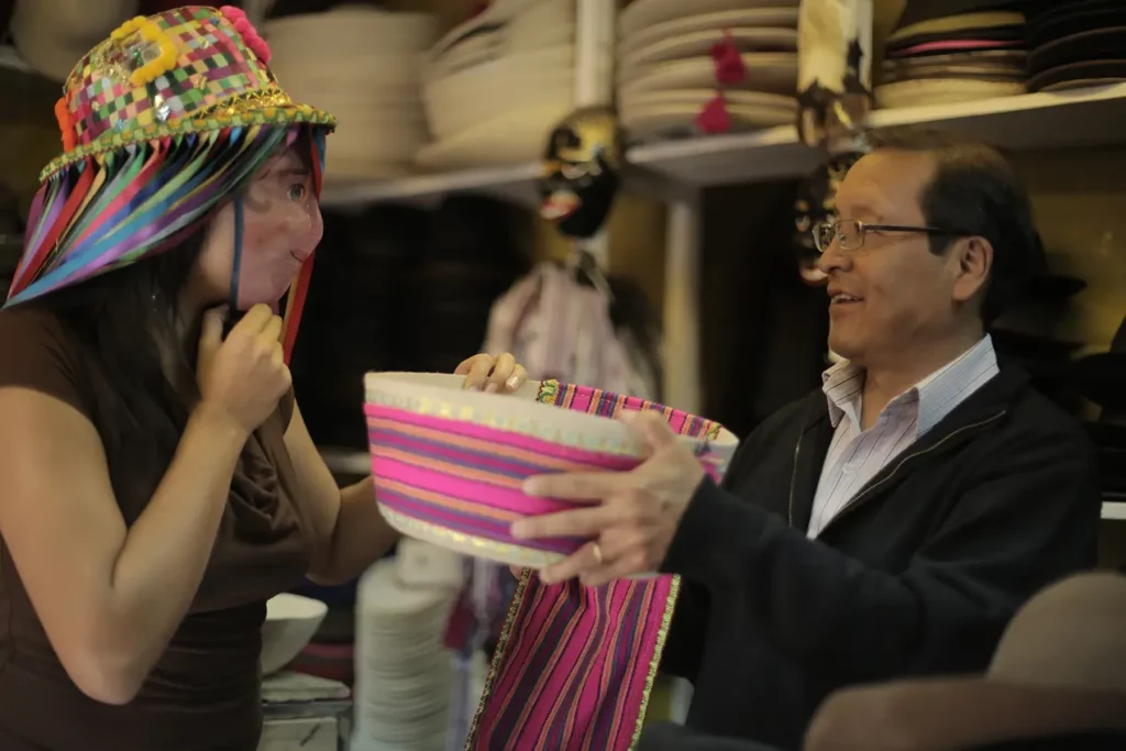 Traditional artisan craft demonstration at San Roque, Quito