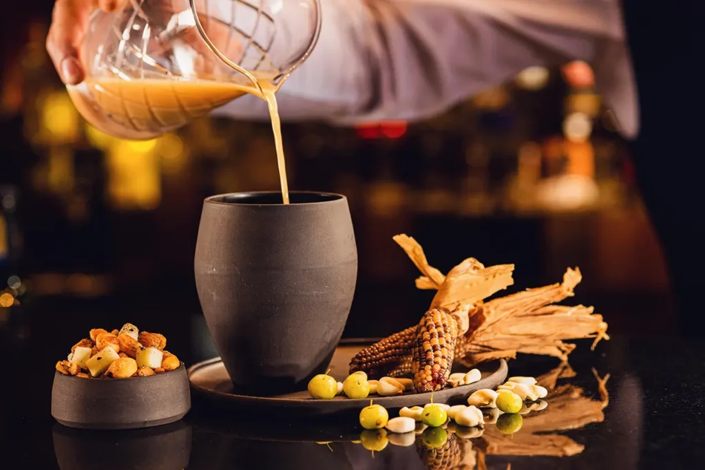 Cocktails being prepared during a class at Casa Gangotena in Quito