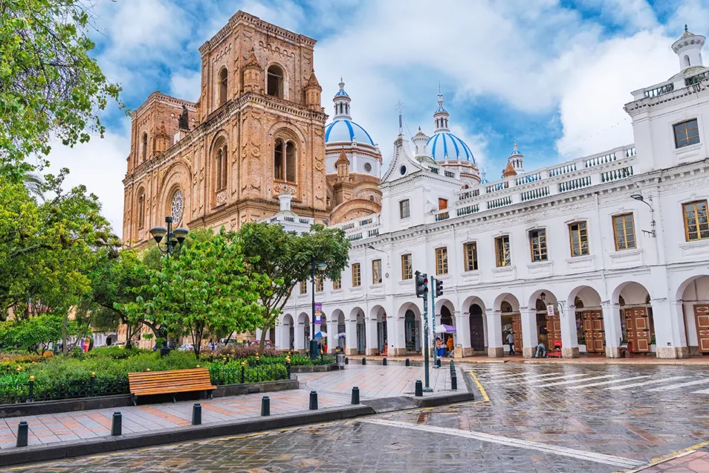 Cuenca Cathedral facade in the historic city center