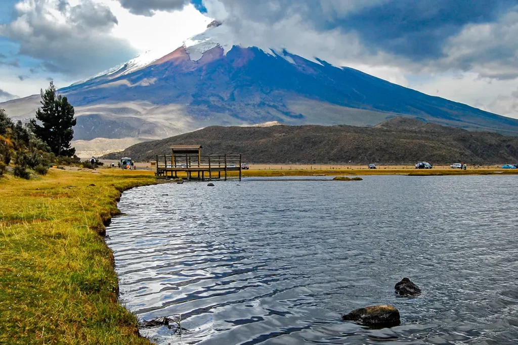 Limpiopungo Lagoon with Cotopaxi volcano visible in the background
