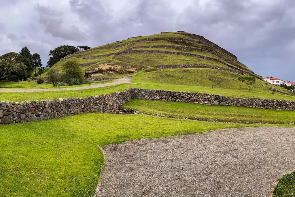 Terraced stone walls at the Pumapungo archaeological site in Cuenca