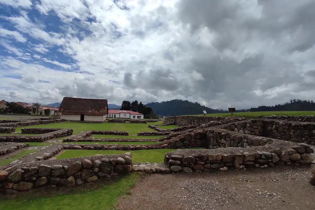 Stone ruins and grounds of the Pumapungo archaeological site in Cuenca