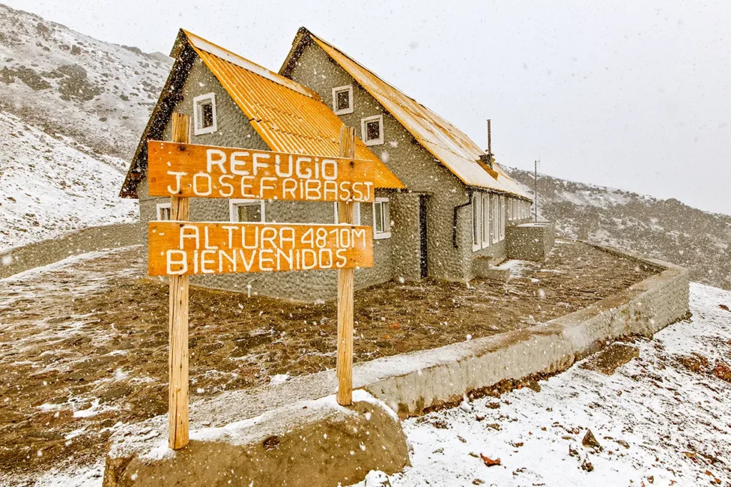 Jose Rivas mountain refuge on the slopes of Cotopaxi volcano